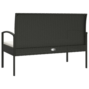 Gartenbank Schwarz mit Kissen 105 cm
