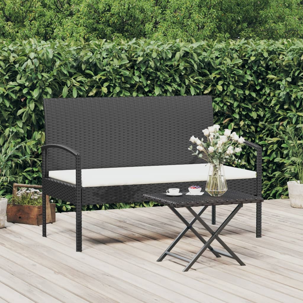 Gartenbank Schwarz mit Kissen 105 cm