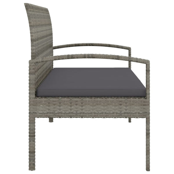 vidaXL Banc de jardin avec coussin Gris 105 cm Résine tressée