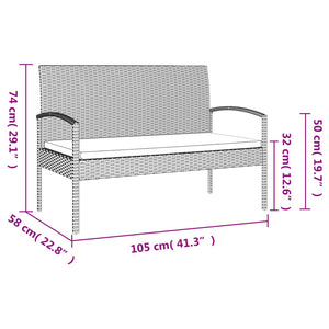 vidaXL Banc de jardin avec coussin Gris 105 cm Résine tressée