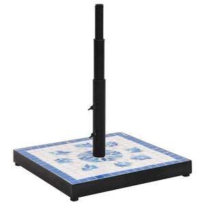Quadratischer Sonnenschirmständer Blau Weiß 12kg