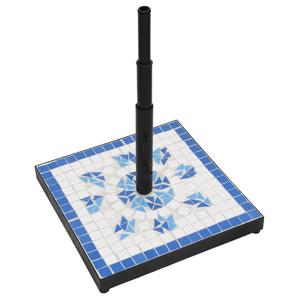 Quadratischer Sonnenschirmständer Blau Weiß 12kg