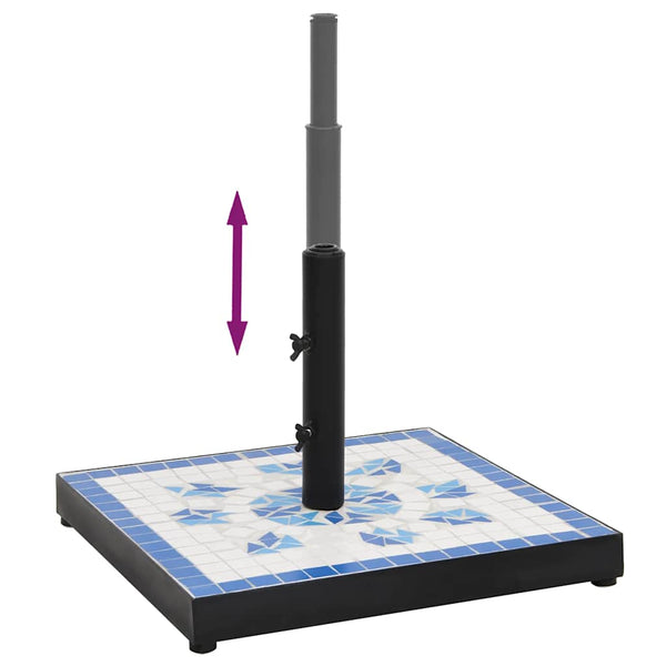 Quadratischer Sonnenschirmständer Blau Weiß 12kg