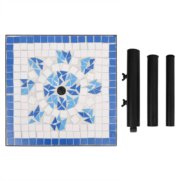 Quadratischer Sonnenschirmständer Blau Weiß 12kg