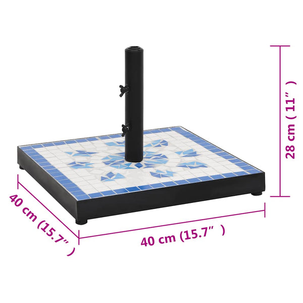 Quadratischer Sonnenschirmständer Blau Weiß 12kg