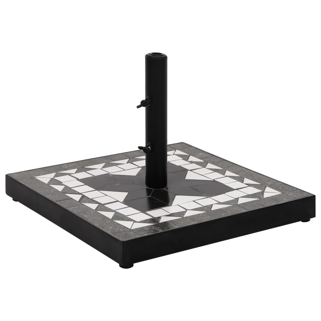 Quadratischer Sonnenschirmständer, 12 kg, Schwarz & Weiß