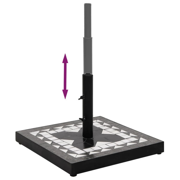 Quadratischer Sonnenschirmständer, 12 kg, Schwarz & Weiß