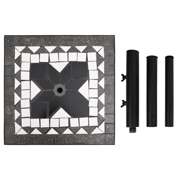 Quadratischer Sonnenschirmständer, 12 kg, Schwarz & Weiß