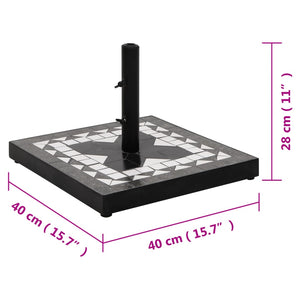 Quadratischer Sonnenschirmständer, 12 kg, Schwarz & Weiß