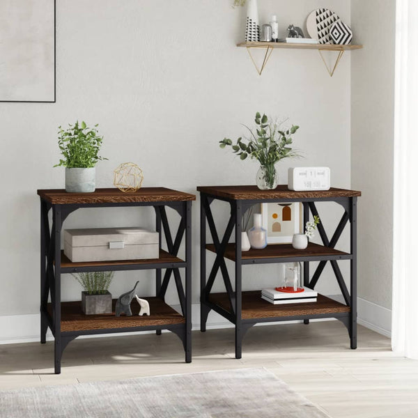 Beistelltische 2er Set Braun Eichenoptik