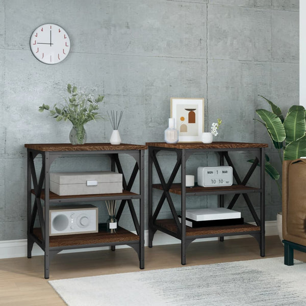 Beistelltische 2er Set Braun Eichenoptik