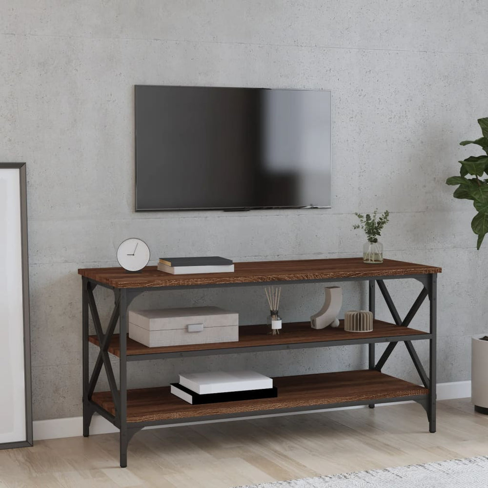 vidaXL Meuble TV marron aspect chêne 100x40x50 cm en bois d'ingénierie