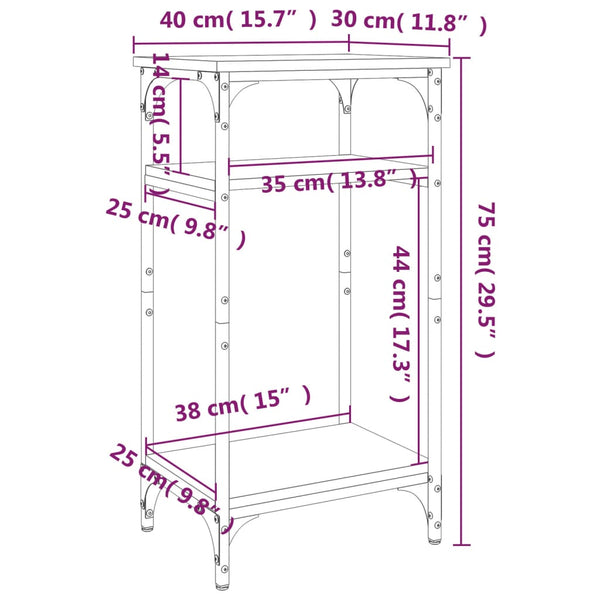 Grauer Beistelltisch Sonoma 40x30x75 cm