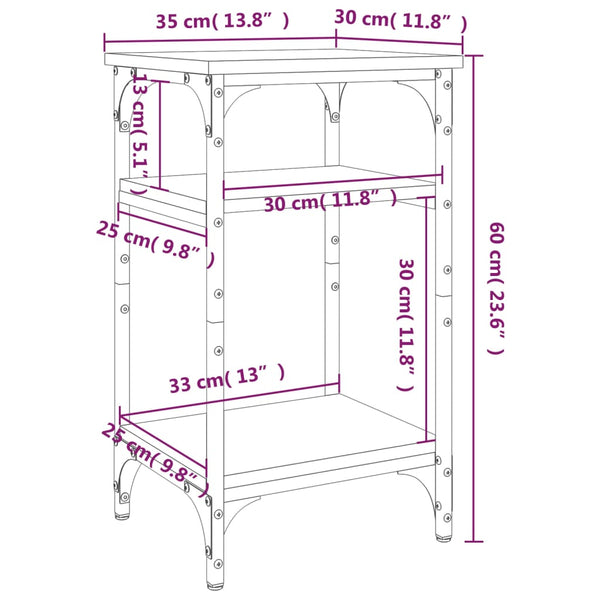 Beistelltisch Braun Eichenoptik 35x30x60 cm