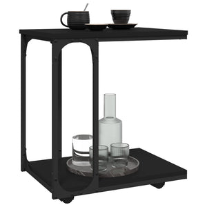 Beistelltisch Schwarz mit Rollen 50x35 cm
