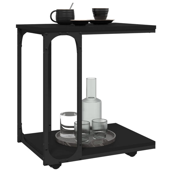 Beistelltisch Schwarz mit Rollen 50x35 cm