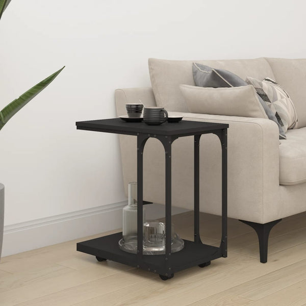 Beistelltisch Schwarz mit Rollen 50x35 cm