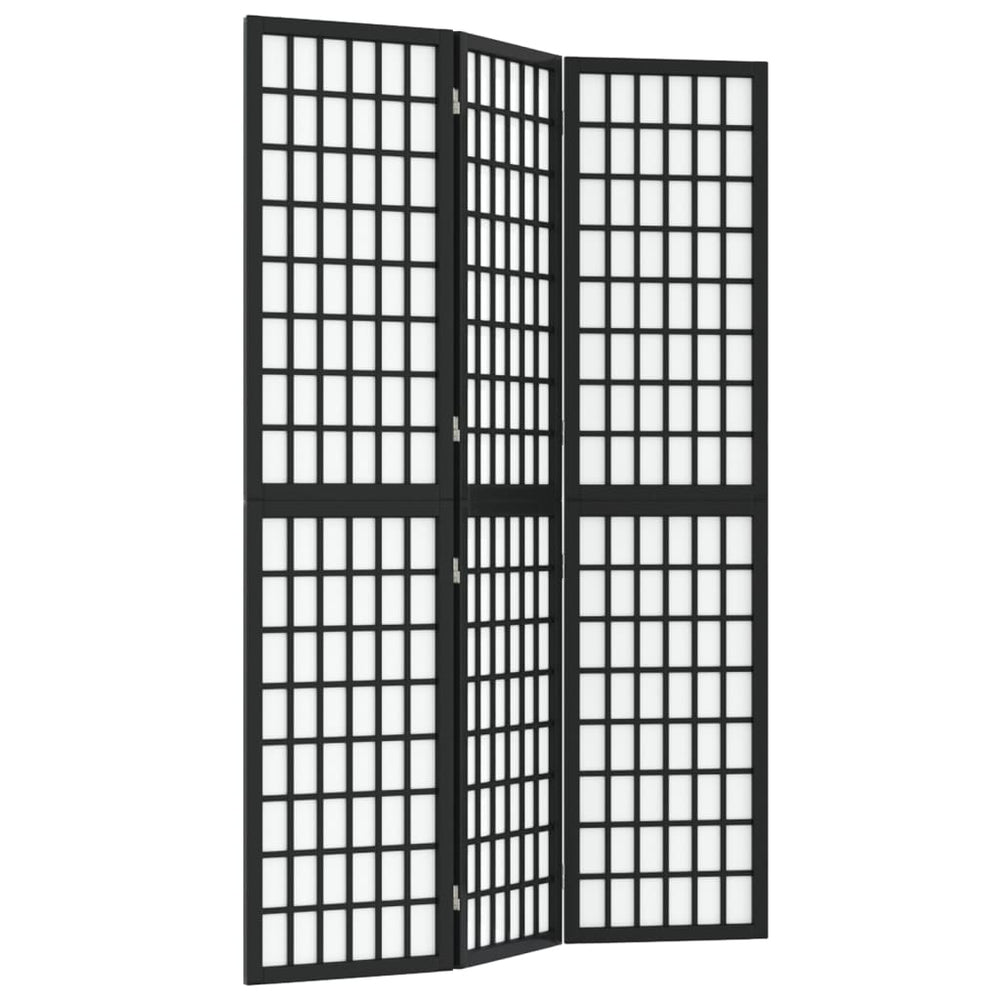 Japanischer Paravent, 3-teilig, Schwarz, 120x170 cm