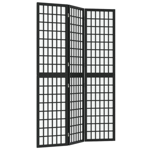 Japanischer Paravent, 3-teilig, Schwarz, 120x170 cm