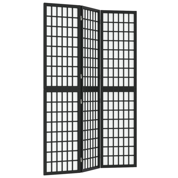 Japanischer Paravent, 3-teilig, Schwarz, 120x170 cm