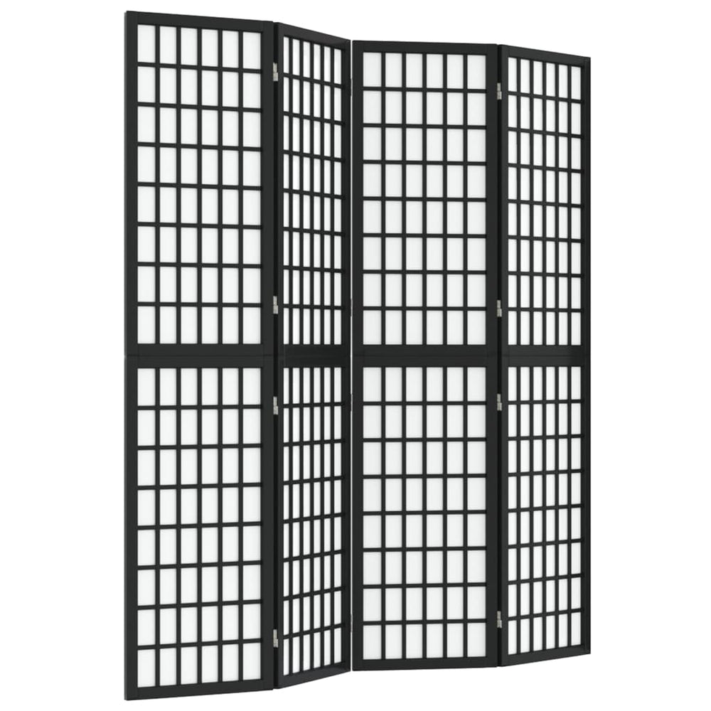 Japanischer Paravent, 4-teilig, Schwarz, 160x170cm