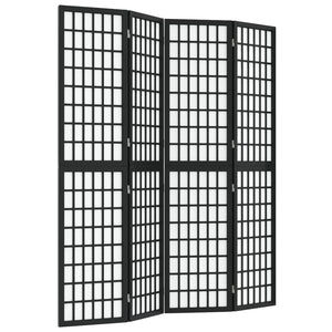 Japanischer Paravent, 4-teilig, Schwarz, 160x170cm