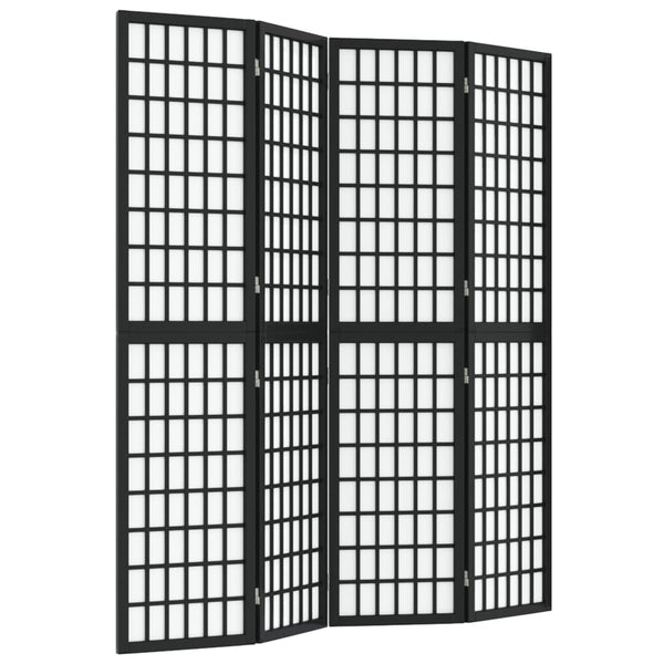 Japanischer Paravent, 4-teilig, Schwarz, 160x170cm