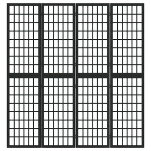 Japanischer Paravent, 4-teilig, Schwarz, 160x170cm