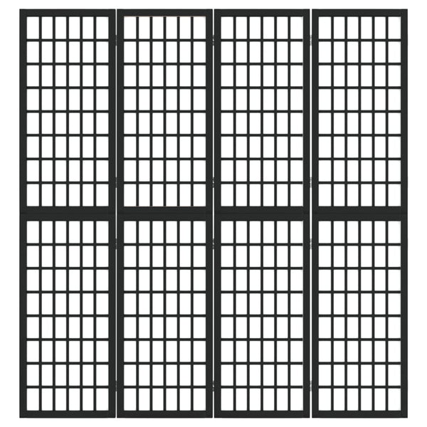 Japanischer Paravent, 4-teilig, Schwarz, 160x170cm
