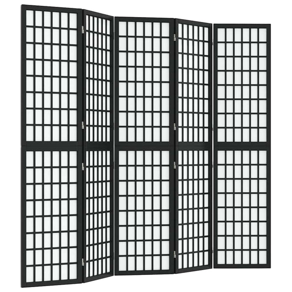 Japanischer Paravent, 5-teilig, 200x170 cm, Schwarz