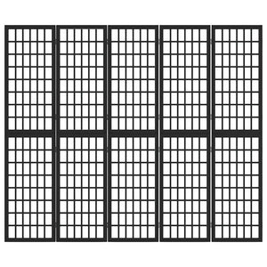 Japanischer Paravent, 5-teilig, 200x170 cm, Schwarz