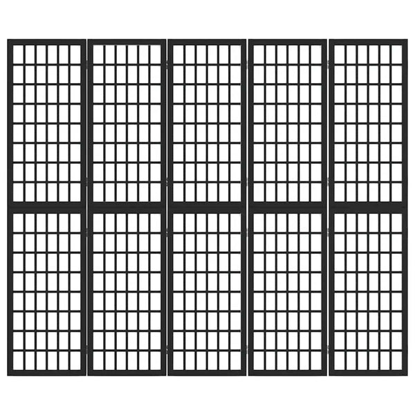 Japanischer Paravent, 5-teilig, 200x170 cm, Schwarz