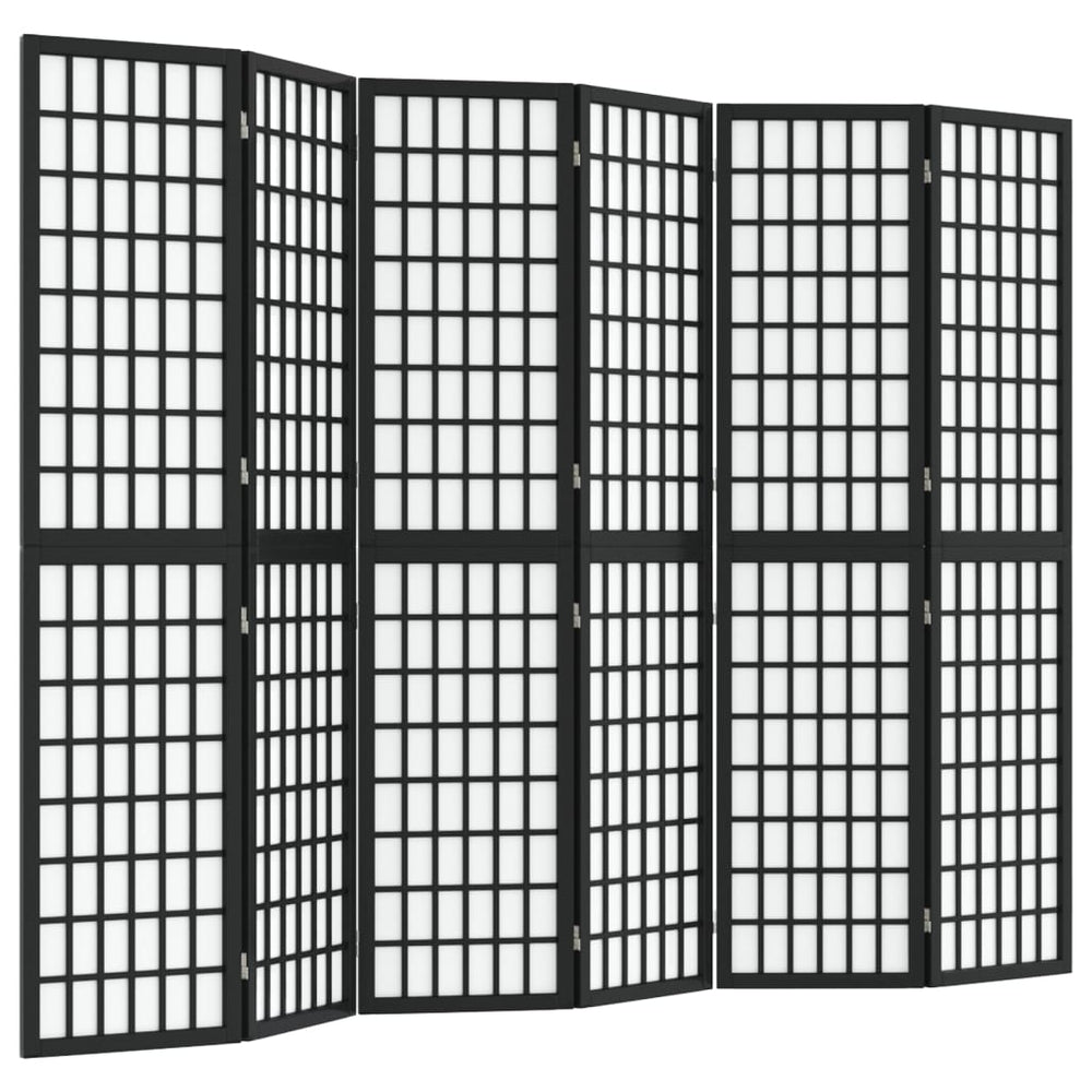 Japanischer Paravent, 6-teilig, Schwarz, 240x170 cm