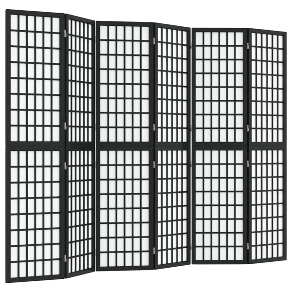 Japanischer Paravent, 6-teilig, Schwarz, 240x170 cm