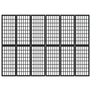 Japanischer Paravent, 6-teilig, Schwarz, 240x170 cm
