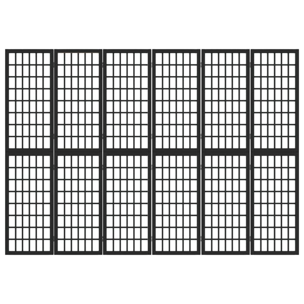 Japanischer Paravent, 6-teilig, Schwarz, 240x170 cm