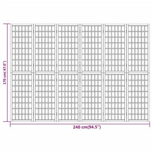 Japanischer Paravent, 6-teilig, Schwarz, 240x170 cm