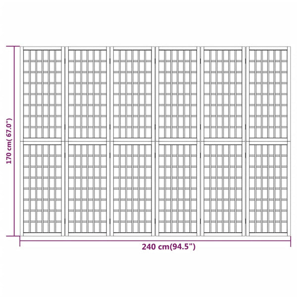 Japanischer Paravent, 6-teilig, Schwarz, 240x170 cm