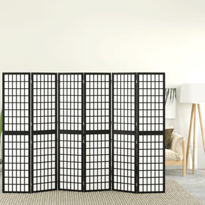 Japanischer Paravent, 6-teilig, Schwarz, 240x170 cm