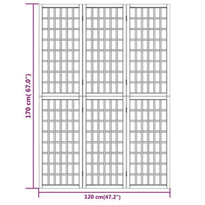Japanischer Paravent, 3-teilig, 120x170 cm, Weiß