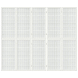 Japanischer Paravent, 5-teilig, Weiß, 200x170 cm