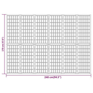 Japanischer Paravent, 6-teilig, 240x170 cm, Weiß