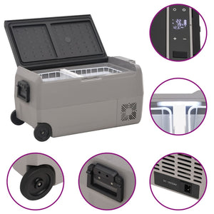 Kühlbox mit Rollen 50L Schwarz & Grau