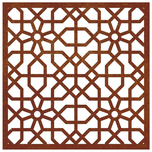 Garten Wanddeko Cortenstahl Maurisches Design 55x55cm
