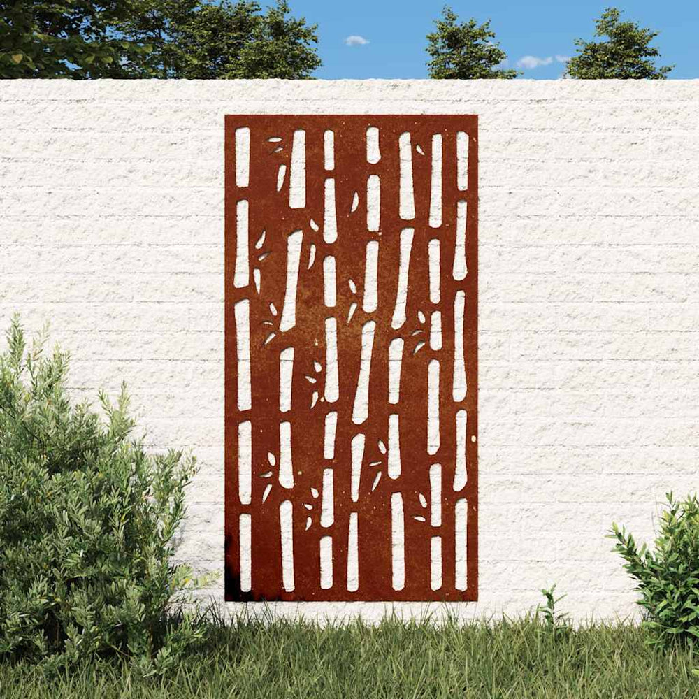 vidaXL Garden Wall Decor 105x55 cm Corten Steel Bamboo Design