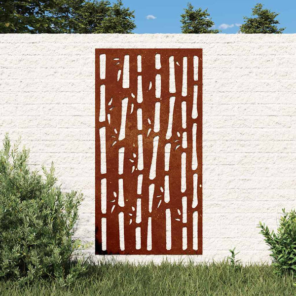 Cortenstahl Garten Wanddeko Bambus 105x55cm