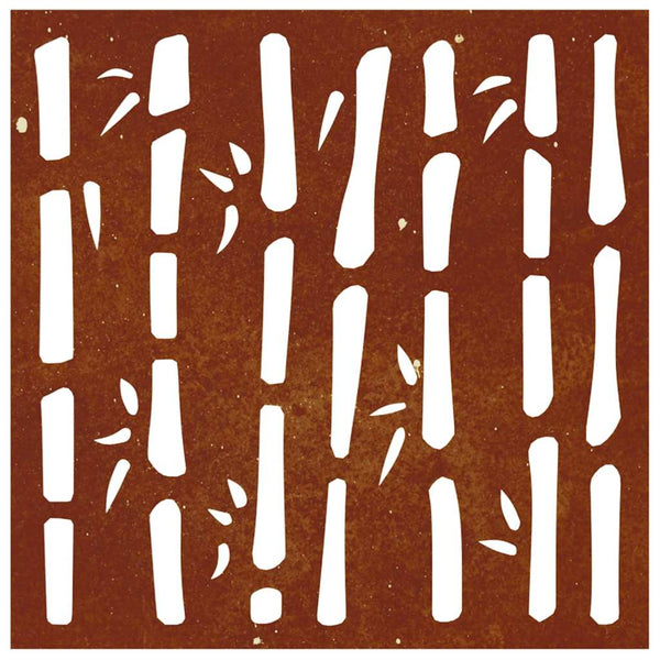 Garten Wanddeko Cortenstahl Bambus 55x55cm