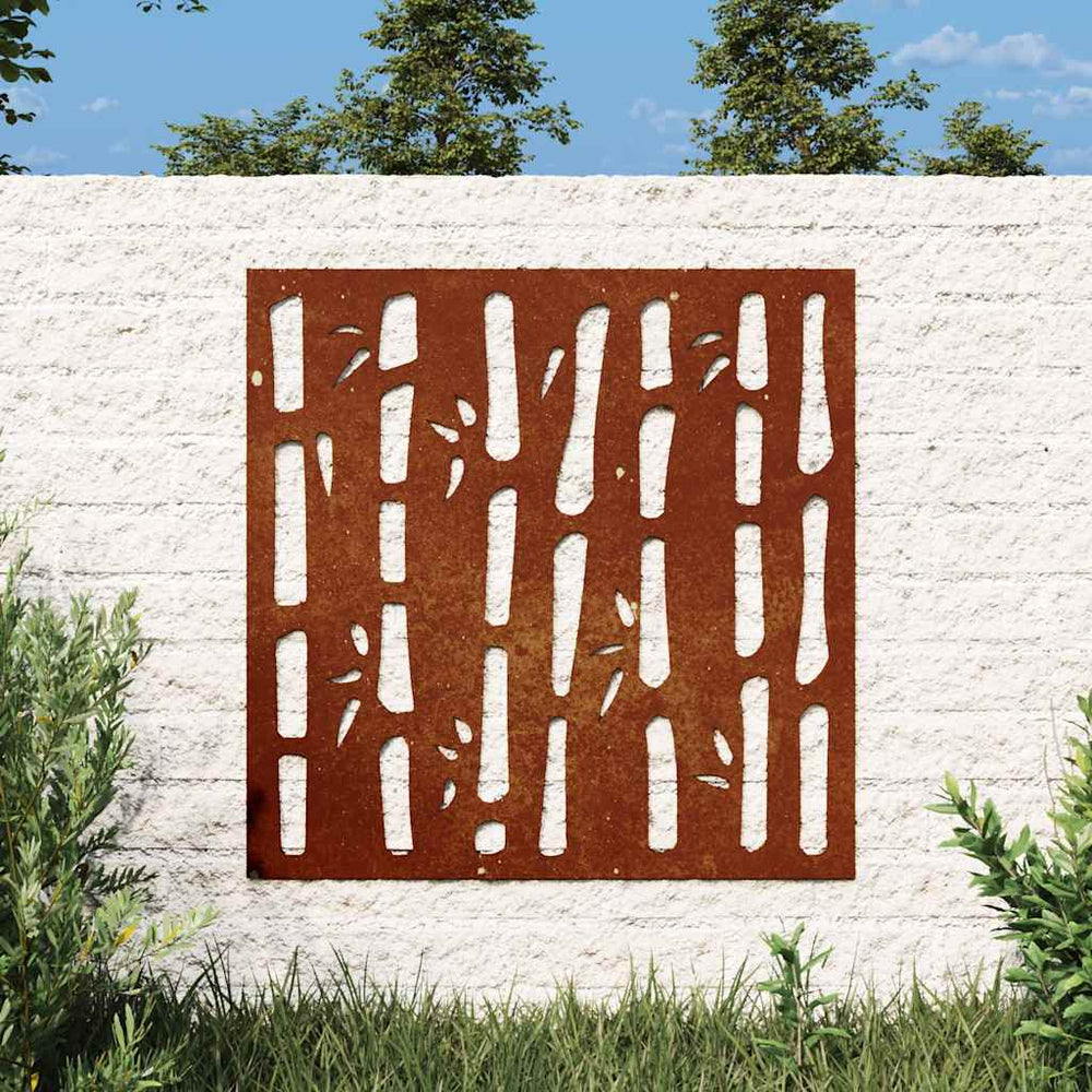 Garten Wanddeko Cortenstahl Bambus 55x55cm