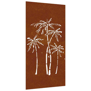Garten Wanddeko Cortenstahl Palmen-Design 105x55cm