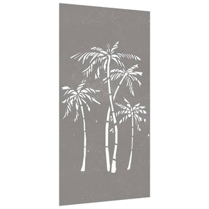 Garten Wanddeko Cortenstahl Palmen-Design 105x55cm